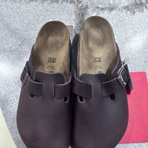 Birkenstock Deep Brown Leather Clogs